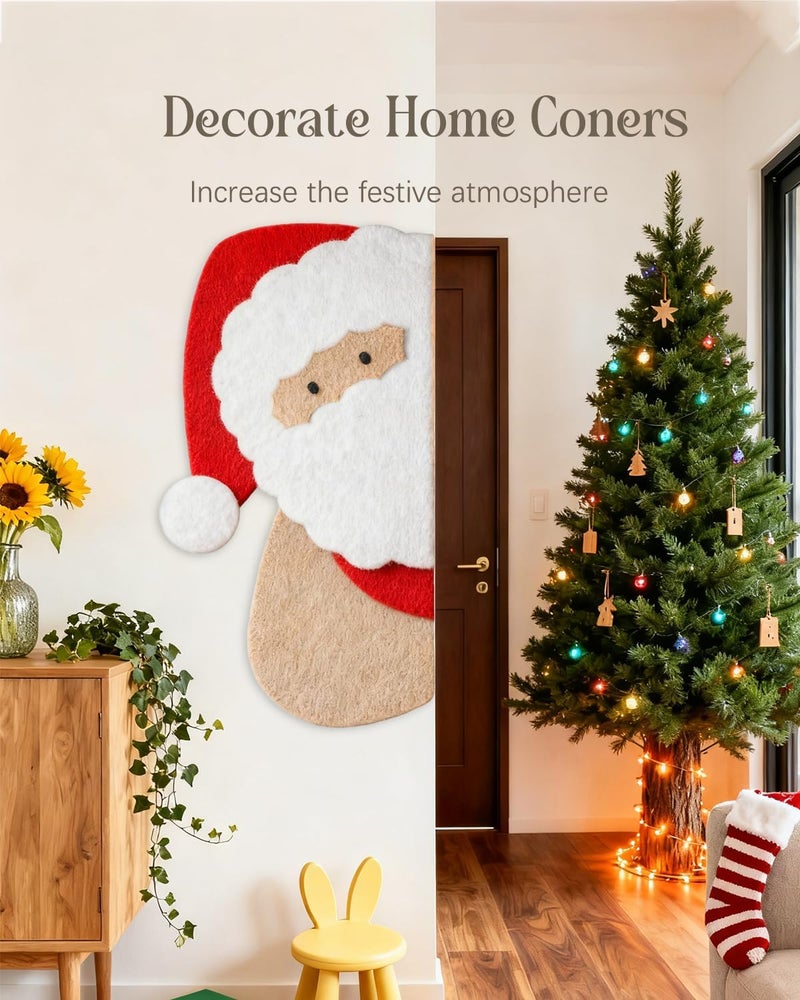 rokeblau 32x16 inches Large Felt Board, Puzzle Christmas Santa Decoration Cork Board, 0.9cm Thick Bulletin Board with Adhesive Nano Tape, Removable Wall Decoration for Home, Living Room, Bedroom, Door - Red - Image 3